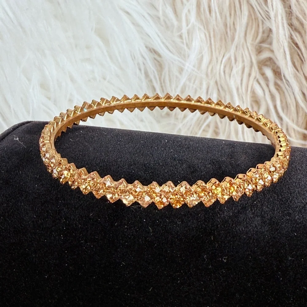 Vintage Amber Colored Crystal Stacking Bangle Bracelet